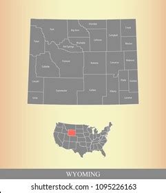 Wyoming County Map Names Labeled Wyoming Stock Vector (Royalty Free ...