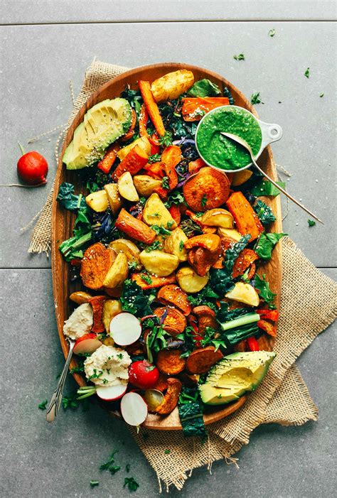 Roasted Veggie Salad with Magic Green Sauce | Minimalist Baker Recipes