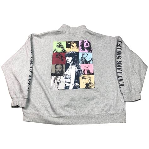 Band Tees Taylor Swift Eras Tour Quarter Zip Gray Sweatshirt Adult XXL ...