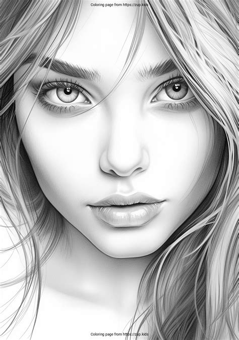 Realistic girl coloring page from zup.kids