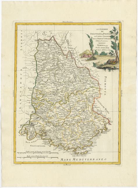 Antique Map of the Region of Dauphiné by Zatta (1779)