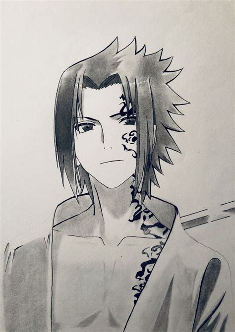 Sasuke Drawing with Pencil