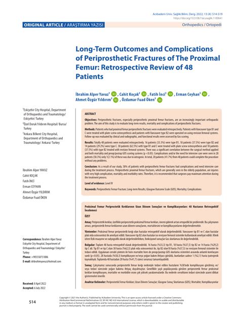 (PDF) Long-term outcomes and complications of Periprosthetic Fractures ...