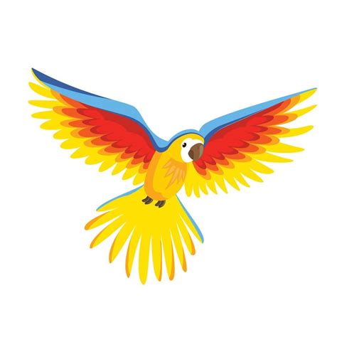 Parrot flying cartoon bird design flat vector illustration isolated on ...