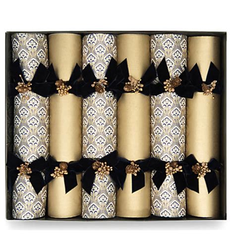 Luxury Handmade Christmas Crackers in Gold and Blue Damask , Pack of 6 ...