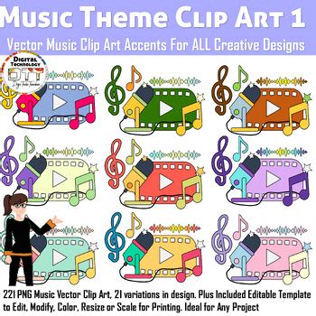 Music Vector Clip Art 1, Media Clip Art, Music Vector Icons, Teacher ...