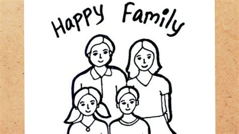 How to draw a simple family with 4 members easily - YouTube