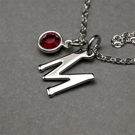 Initial necklace, Birthstone initial necklace, initial birthstone ...