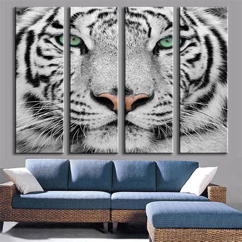 White Tiger Large Canvas Wall Art Set, 4 Panels | Large canvas wall art ...