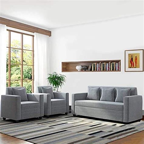 CasaStyle - Lexas Fabric 5 Seater Sofa Set 3+1+1 (Light Grey) : Amazon ...