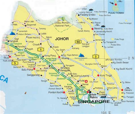 Johor Road Map listed by Malaysiamap.org Map of Malaysia Map Kuala ...