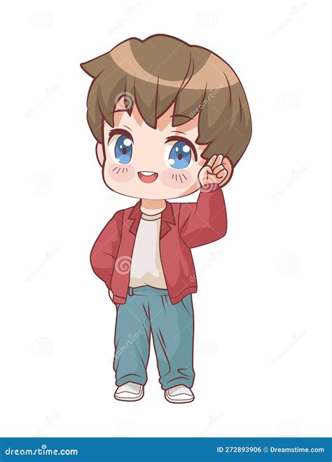 Anime chibi happy boy stock vector. Illustration of cool - 272893906