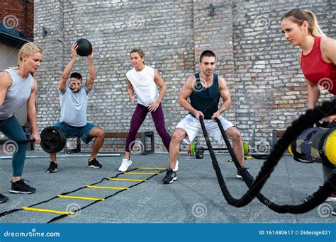 Group Training, Fitness Group, Working Out Together Stock Image - Image ...