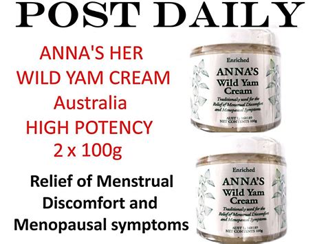 2 x 100g ANNA'S WILD YAM CREAM Australia HIGH POTENCY Menstrual ...