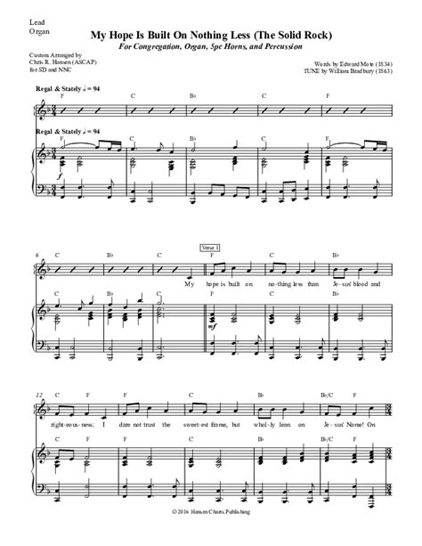 My Hope Is Built On Nothing Less (The Solid Rock) Sheet Music PDF ...