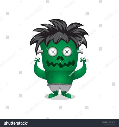 Cute Green Cartoon Monster Character Illustration Stock Vector (Royalty ...