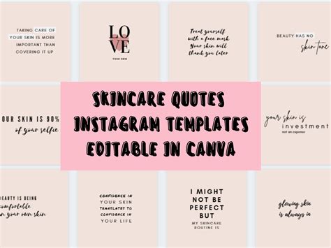 100 Skincare Quotes Post Templates Social Media Canva Template Skincare ...