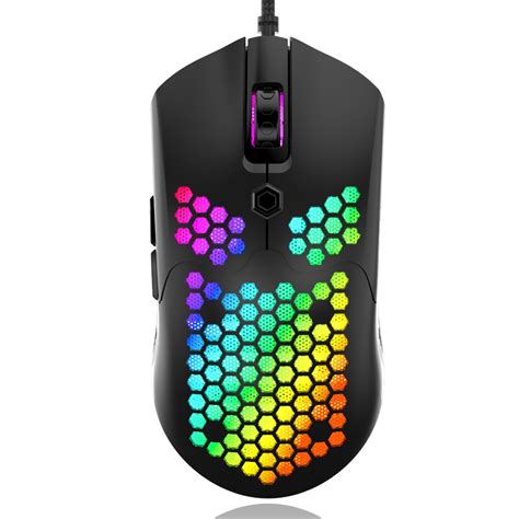 ZIYOULANG M5 Wired Game Mouse Breathing RGB Colorful Hollow Honeycomb ...