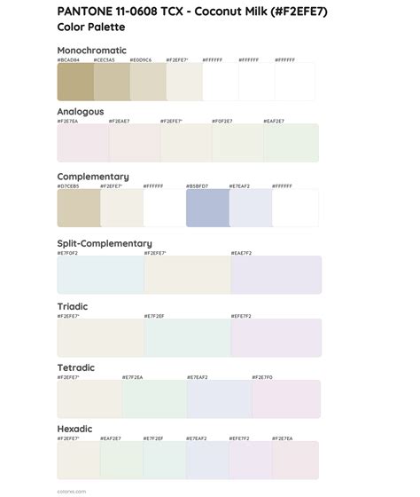 PANTONE 11-0608 TCX - Coconut Milk color palettes - colorxs.com