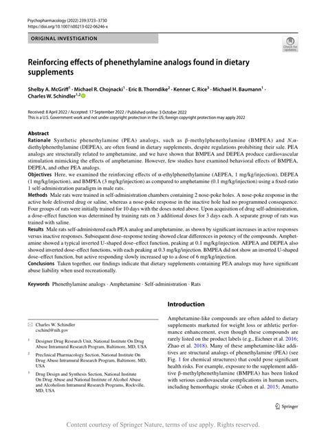 Reinforcing effects of phenethylamine analogs found in dietary ...