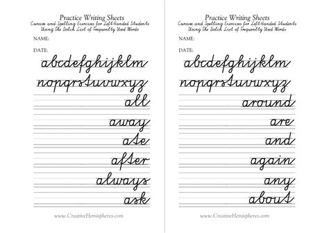 Cursive Writing Worksheets For Left Handers – Download Printable ...