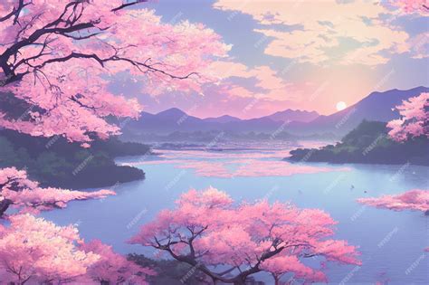 Premium Photo Japan Anime Scenery Wallpaper Featuring Beautiful Pink ...