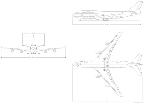 Boeing 747-400 blueprints free - Outlines