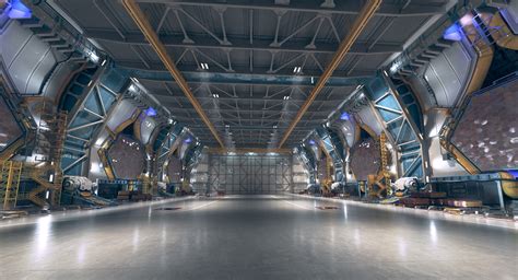 3d sci fi hangar interior model