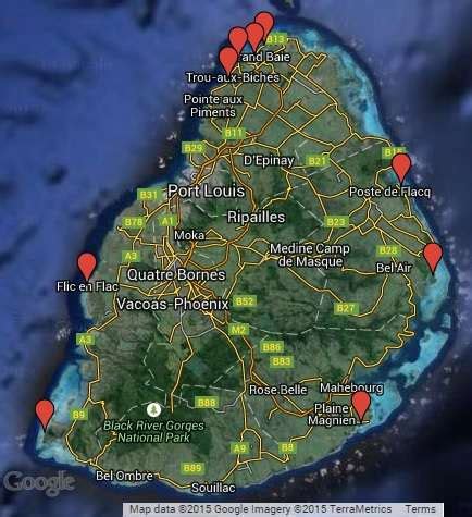 Mauritius Beach Map - Best Beaches for Swimming