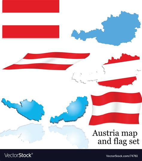 Austria map and flag set Royalty Free Vector Image