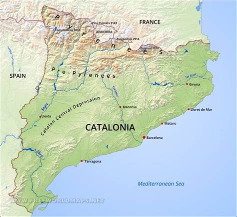 Catalonia Physical Map