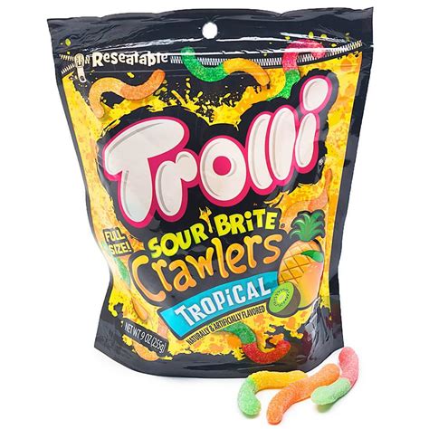 Trolli Sour Brite Crawlers Gummy Worms - Tropical: 9-Ounce Bag – Candy ...