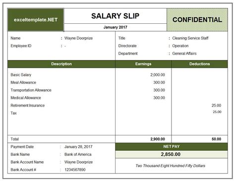 Free Excel Salary Slip Template - PRINTABLE TEMPLATES