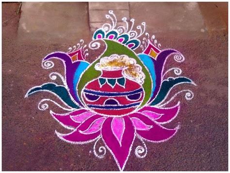 25 Beautiful Pongal Kolam and Pongal Rangoli Designs | Colorful rangoli ...