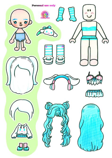 Cinnamoroll Human Girls Drawing Toca Boca / Roblox Paper DIY Printables ...