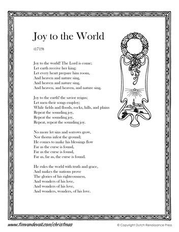 Joy to the World Lyrics | Printable Christmas Lyrics