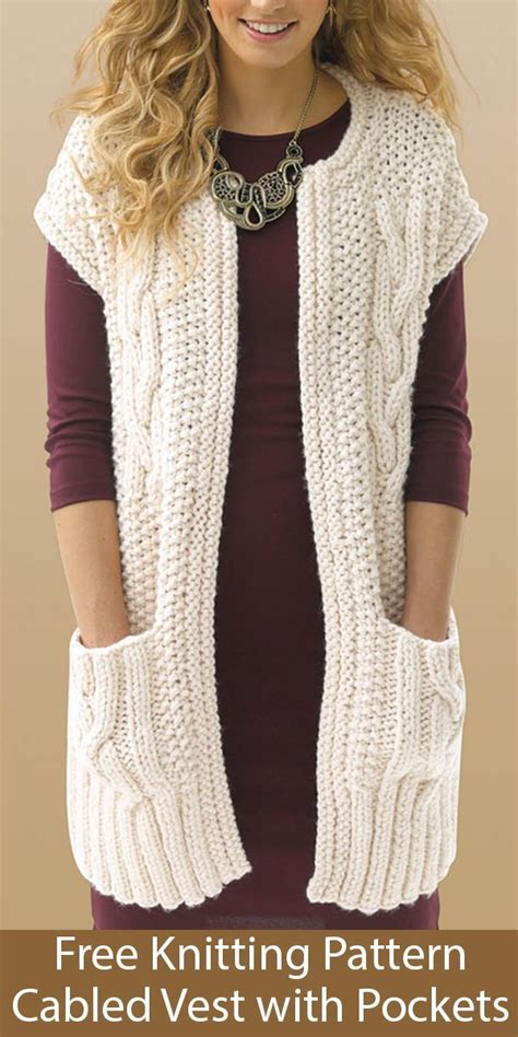 Free Knitting Pattern for Cabled Vest With Pockets | Зимняя одежда для ...