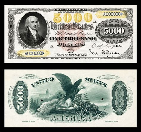 $5000 Dollar Bill 1878 | Banknotes money, Paper currency, Money notes