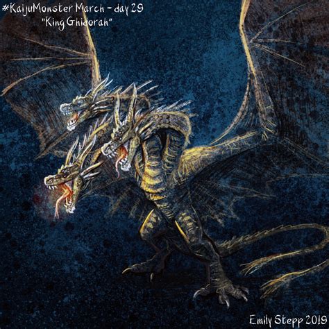 Kaiju Monster March Day 29 - King Ghidorah by EmilyStepp on DeviantArt