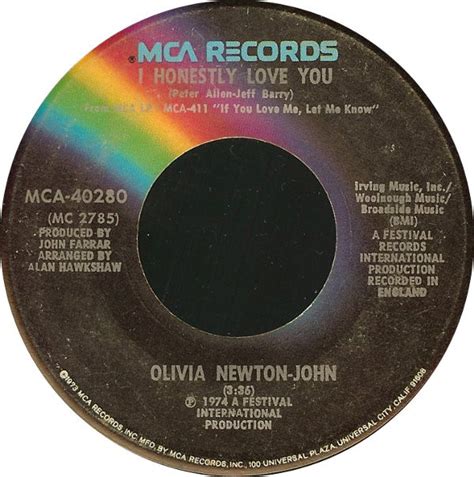 Olivia Newton-John - I Honestly Love You (Vinyl, 7", Single) | Discogs