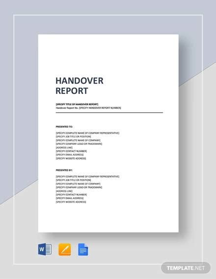 FREE 16+ Sample Handover Reports in PDF, MS Word, Google Docs, Pages