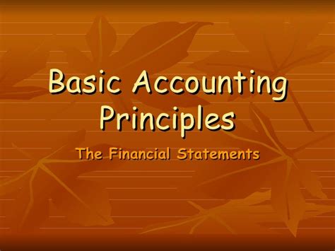 Basic accounting principles