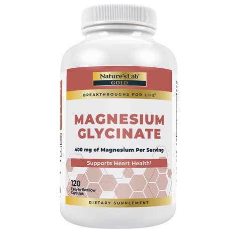 Nature’s Lab Gold Magnesium Glycinate 400mg - 120 Capsules (30 Day ...