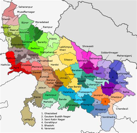 List of Districts in Uttar Pradesh 2024 | UP District Map | Population ...