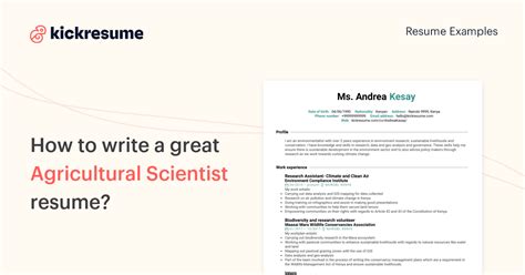 Agricultural Scientist Resume Examples & Writing Guide 2024 | Kickresume