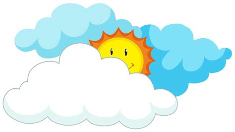 Happy sun behind the clouds 367080 Vector Art at Vecteezy