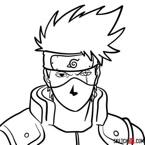 How to draw the face of Kakashi Hatake (Naruto) - Sketchok easy drawing ...