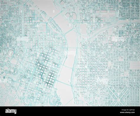 simplified map of the city of portland aerial view. 3d rendering Stock ...