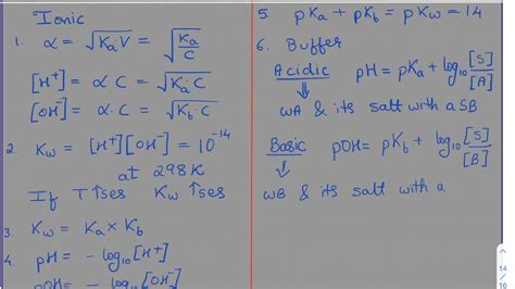 Important Chemical and ionic equilibrium formulas |JEE MAINS | NEET ...