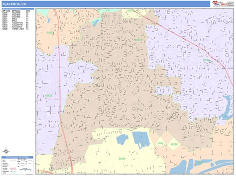 Placentia California Wall Map (Color Cast Style) by MarketMAPS ...